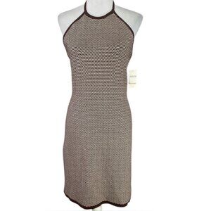 NWT Abercrombie & Fitch Brown & White Knit Halter Dress Size LT/ Large Tall